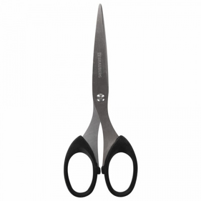 Ножницы BRAUBERG "Classic", 160 мм, черные, классической формы, 2-х сторонняя заточка, 230933