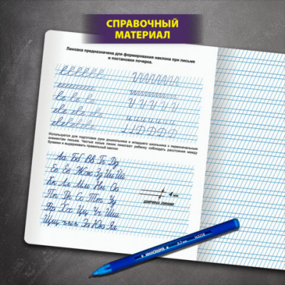 Тетрадь ПРОПИСЬ № 2 12 л. частая косая линия, со справочным материалом, ЮНЛАНДИЯ, 404852