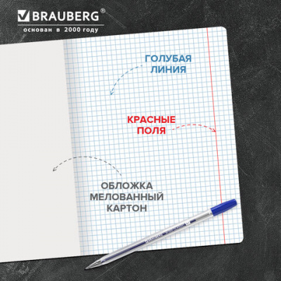 Тетрадь 24 л. BRAUBERG КЛАССИКА, клетка, обложка картон, ЧЕРНАЯ, 106649