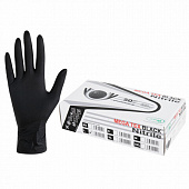 Перчатки нитриловые сверхпрочные с текстурой SFM MEGA TEX BLACK, Германия, 25 пар (50 штук), размер 8-9 (большой)