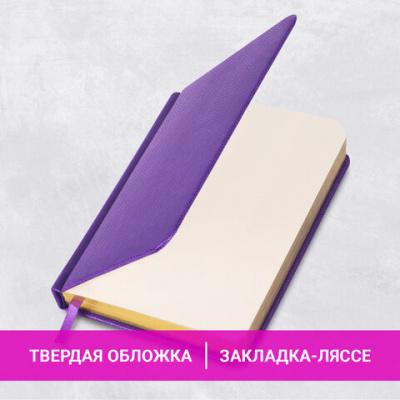 Ежедневник недатированный МАЛЫЙ ФОРМАТ 100x150 мм, А6, BRAUBERG "Iguana", под кожу,160 л., сиреневый, 114470