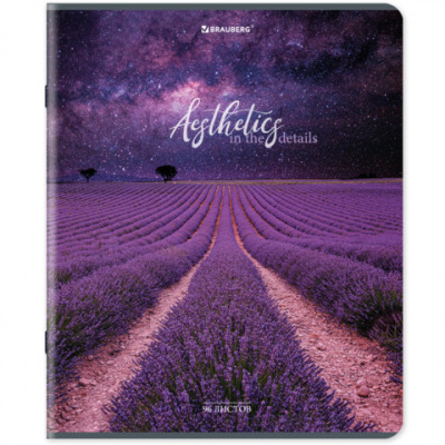 Тетрадь А5, 96 л., BRAUBERG, скоба, клетка, глянцевая ламинация, "Nature", 404427