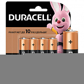 Батарейки КОМПЛЕКТ 4 шт., DURACELL Basic ОРИГИНАЛ, AA (LR6, 15А), алкалиновые, пальчиковые, MN 1500 АА LR6