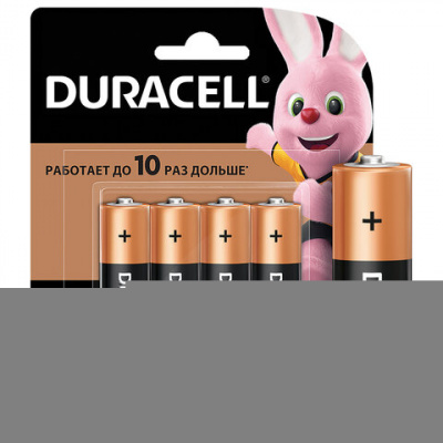 Батарейки КОМПЛЕКТ 4 шт., DURACELL Basic ОРИГИНАЛ, AA (LR6, 15А), алкалиновые, пальчиковые, MN 1500 АА LR6