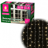 Электрогирлянда-занавес комнатная вид: "Штора" 3х2 м, 306 LED, тёплый белый, 220V, ЗОЛОТАЯ СКАЗКА, 591334