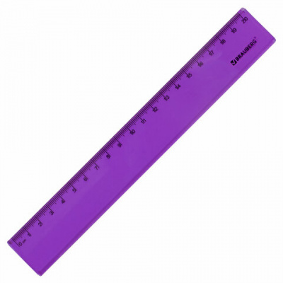 Линейка пластиковая 20 см BRAUBERG "FRUITY", тонированная, ассорти, 210766