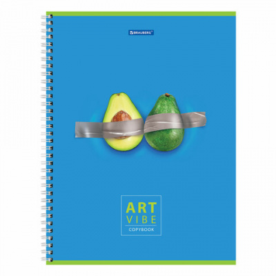 Тетрадь А4, 96 л., BRAUBERG, гребень, клетка, глянцевый лак, "Avocado", 404061