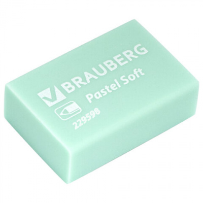 Ластики BRAUBERG "Pastel Soft" НАБОР 12 шт., размер ластика 31х20х10 мм, экологичный ПВХ, 229598
