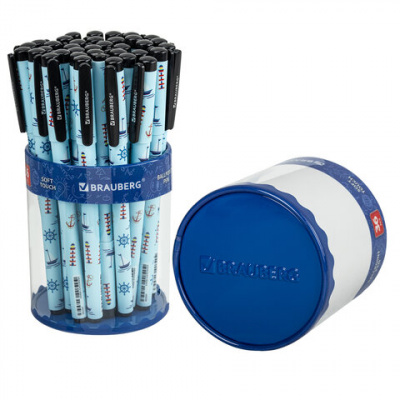 Ручка шариковая BRAUBERG SOFT TOUCH GRIP "NAVY", СИНЯЯ, мягкое покрытие, узел 0,7 мм, 143725