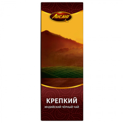 Чай ЛИСМА "Крепкий" черный индийский, 100 пакетиков по 2 г, 201943