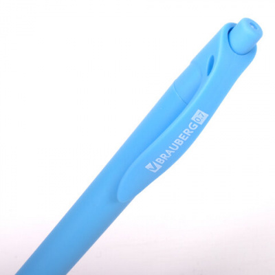 Ручка шариковая масляная автоматическая BRAUBERG "FRUITY Pastel", СИНЯЯ, корпус soft-touch, узел 0,7 мм, линия письма 0,35 мм, 142959