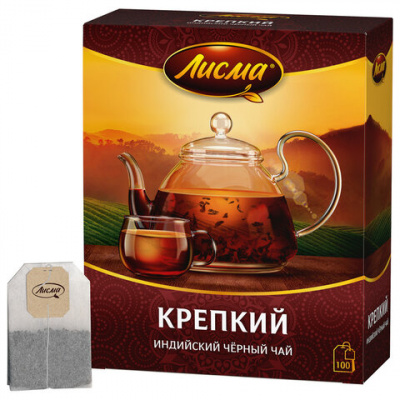 Чай ЛИСМА "Крепкий" черный индийский, 100 пакетиков по 2 г, 201943