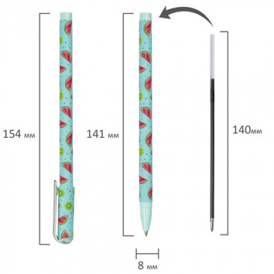 Ручка шариковая BRAUBERG SOFT TOUCH STICK "JUICY FRUIT", СИНЯЯ, мягкое покрытие, узел 0,7 мм, 143704