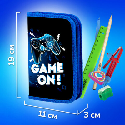 Пенал ПИФАГОР, 1 отделение. ламинированный картон, 19х11 см, "Game On", 271503