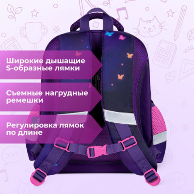 Ранец BRAUBERG KIDS STANDARD, 2 отделения, "Любознательный кот", 36х28х14 см, 273145