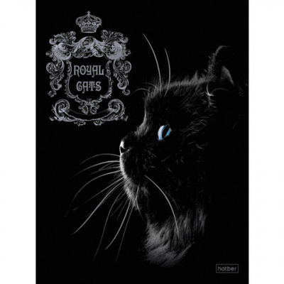 Тетрадь А5, 48 л., HATBER, скоба, клетка, матовая ламинация, 3D, "RoyalCats" (5 видов в спайке), 48Т5лофл