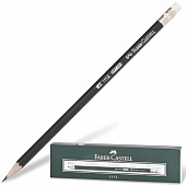 Карандаш чернографитный FABER-CASTELL, 1 шт., "1112", НВ, с ластиком, корпус черный, 111200