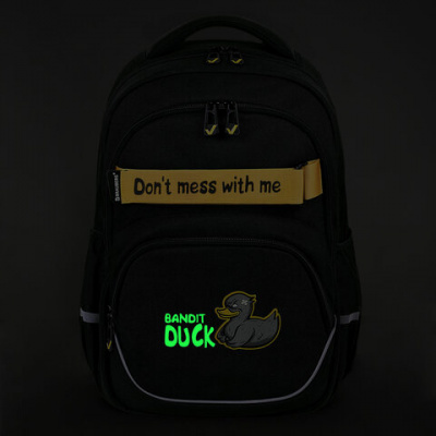 Рюкзак BRAUBERG MOTION, 2 отделения, 3 кармана, "Angry duck", СВЕТЯЩИЙСЯ, 41х28х17 см, 272031