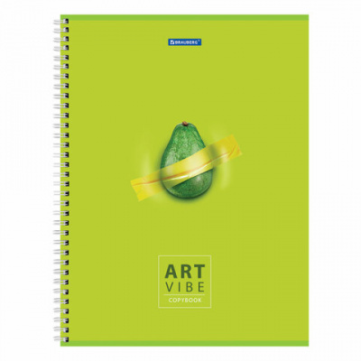 Тетрадь А4, 96 л., BRAUBERG, гребень, клетка, глянцевый лак, "Avocado", 404061