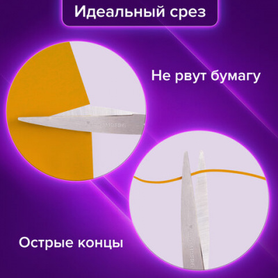 Ножницы BRAUBERG "Classic+", 205 мм, черно-синие, классической формы, резиновые вставки, 236449