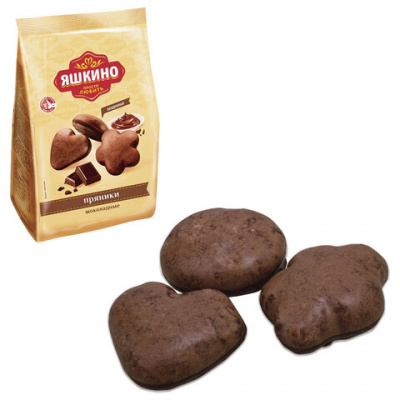 Пряники ЯШКИНО "Шоколадные" мягкие в двойной глазури, 350 г, ЯП901