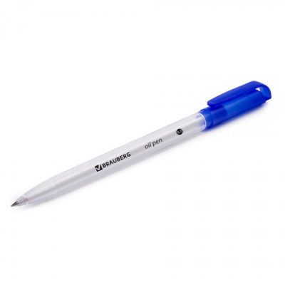 Ручка шариковая масляная BRAUBERG "OIL PEN", СИНЯЯ, корпус прозрачный, 0,7 мм, линия 0,35 мм, 141476