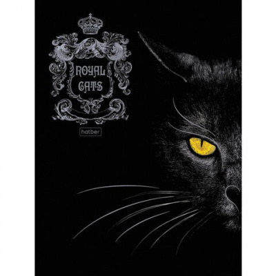 Тетрадь А5, 48 л., HATBER, скоба, клетка, матовая ламинация, 3D, "RoyalCats" (5 видов в спайке), 48Т5лофл