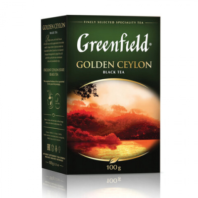 Чай листовой GREENFIELD "Golden Ceylon ОРА" черный цейлонский крупнолистовой 100 г, 0351