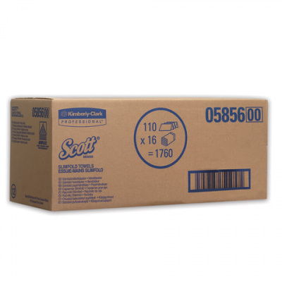 Полотенца бумажные 147 шт., KIMBERLY-CLARK Scott, КОМПЛЕКТ 12 шт., Slimfold, белые, 29,5х19 см, М-fold, 5856