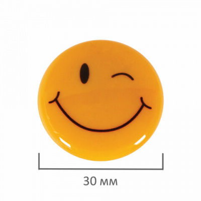 Магниты ЮНЛАНДИЯ 30 мм, НАБОР 6 шт., "СМАЙЛИК", ассорти, 237475