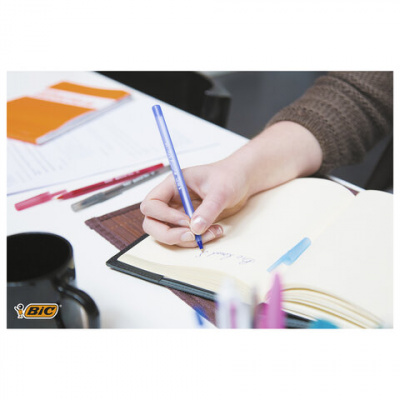 Ручки шариковые BIC "Round Stic", НАБОР 8 шт., СИНИЕ, узел 1 мм, линия письма 0,32 мм, пакет, 928497