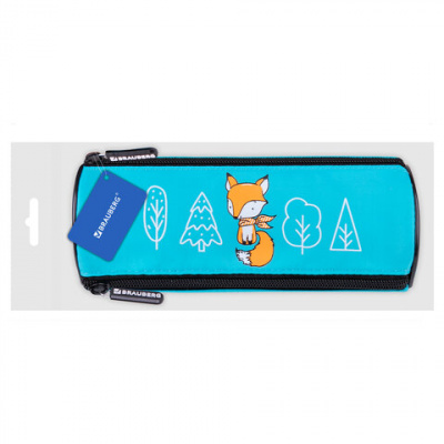 Пенал BRAUBERG, 3 отделения, нейлон, 21х7х7 см, "Fox", 270838