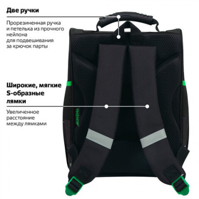 Ранец ПИФАГОР BASIC, 1 отделение, 3 кармана, эргономичная спинка, "Offline", 35х28х18 см, 273139