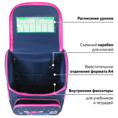 Ранец ПИФАГОР BASIC, 1 отделение, 3 кармана, эргономичная спинка, "Lovely bunny", 35х28х18 см, 271371