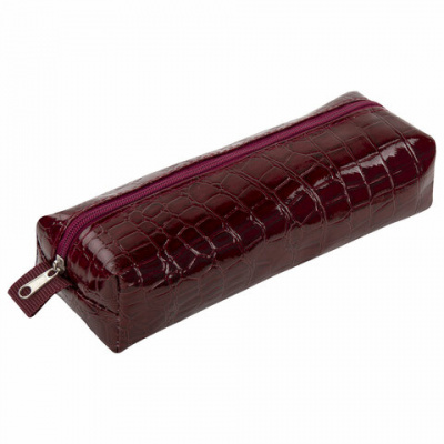 Пенал-косметичка BRAUBERG, крокодиловая кожа, 20х6х4 см, "Ultra maroon", 270849