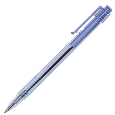 Ручка шариковая масляная автоматическая BRAUBERG "Click Blue", СИНЯЯ, тонированный корпус, узел 1 мм, линия письма 0,5 мм, 142712