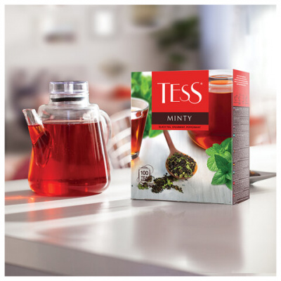 Чай TESS "Minty" черный с мятой, 100 пакетиков в конвертах по 1,5 г, 1663-09