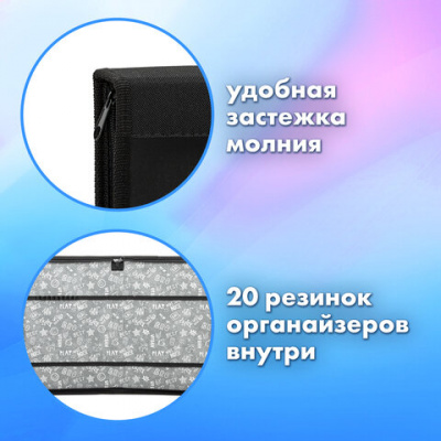 Папка на молнии BRAUBERG А4 с ручкой, с органайзером, 1 отделение, "Тигр", 271449