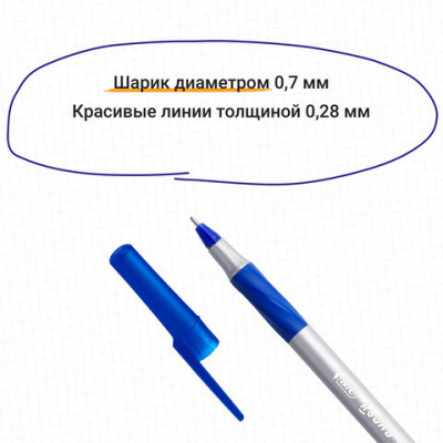 Ручки шариковые с грипом BIC "Round Stic Exact", НАБОР 4 шт., СИНИЕ, линия письма 0,28 мм, блистер, 932857