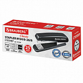 Степлер №24/6, 26/6 BRAUBERG "Classic", до 25 листов, черный, 222546