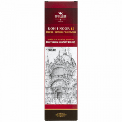 Карандаш чернографитный KOH-I-NOOR 1500, 1 шт., HB, корпус желтый, заточенный, 15000HB01170RU
