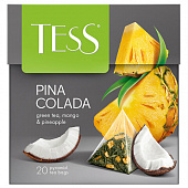 Чай TESS "Pina Colada" зеленый с ароматом тропических фруктов, 20 пирамидок по 1,8 г, 0787-12