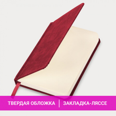 Ежедневник недатированный МАЛЫЙ 100х150 мм А6 BRAUBERG "Status", под кожу, 160 л., красный, 113367