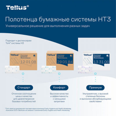 Полотенца бумажные 200 шт., Tellus/TORK (H3) ADVANCED, КОМПЛЕКТ 20 пачек, 2-слойные, белые, 23х23 см, V-сложение, 290184