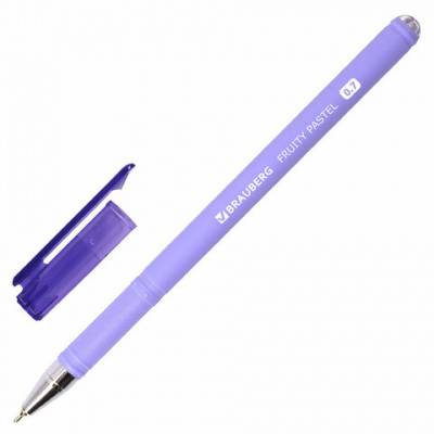 Ручка шариковая масляная BRAUBERG "FRUITY Pastel", СИНЯЯ, soft-touch, узел 0,7 мм, линия письма 0,35 мм, 142958
