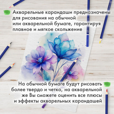 Карандаши художественные цветные акварельные BRAUBERG ART CLASSIC, 24 цвета, грифель 3,3 мм, 181530