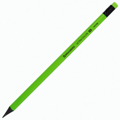 Набор карандашей чернографитных BRAUBERG "ULTRA COLOR" 4 шт., HB, с ластиком, пластиковые, 181709