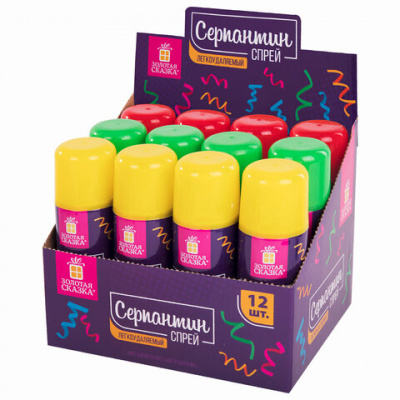 Серпантин в спрее ЗОЛОТАЯ СКАЗКА, 250 мл, цвета ассорти, 591483