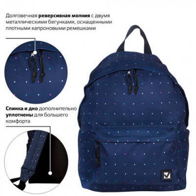 Рюкзак BRAUBERG СИТИ-ФОРМАТ универсальный, "Moon", темно-синий, 41х32х14 см, 224754