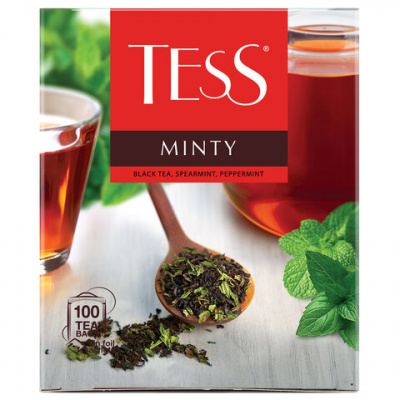 Чай TESS "Minty" черный с мятой, 100 пакетиков в конвертах по 1,5 г, 1663-09